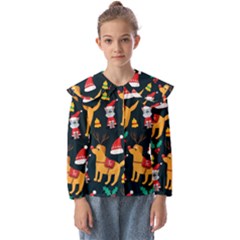 Funny Christmas Pattern Background Kids  Peter Pan Collar Blouse