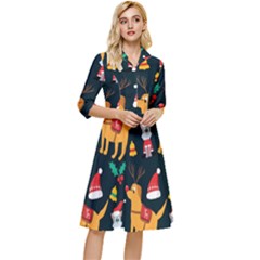 Funny Christmas Pattern Background Classy Knee Length Dress