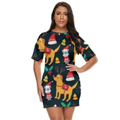 Funny Christmas Pattern Background Just Threw It On Dress