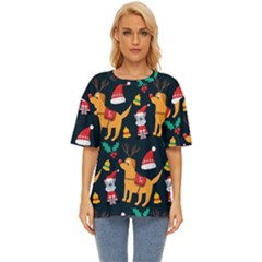 Funny Christmas Pattern Background Oversized Basic Tee