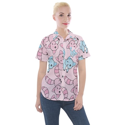 Children Pattern Design Women s Short Sleeve Pocket Shirt by Jancukart