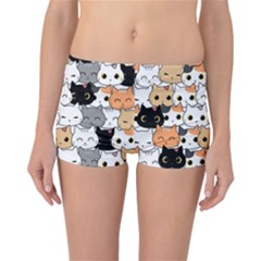 Cute-cat-kitten-cartoon-doodle-seamless-pattern Reversible Boyleg Bikini Bottoms by Jancukart