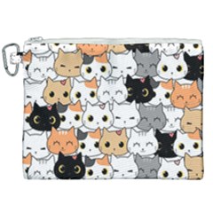 Cute-cat-kitten-cartoon-doodle-seamless-pattern Canvas Cosmetic Bag (xxl) by Jancukart