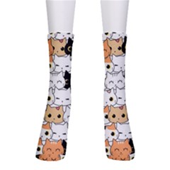 Cute-cat-kitten-cartoon-doodle-seamless-pattern Crew Socks by Jancukart