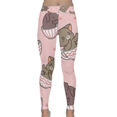 Seamless Pattern Adorable Cat Inside Cup Classic Yoga Leggings by Jancukart