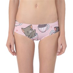 Seamless Pattern Adorable Cat Inside Cup Classic Bikini Bottoms by Jancukart