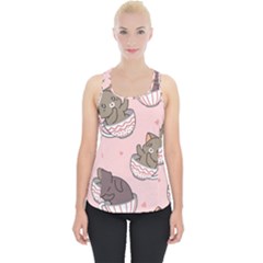 Seamless Pattern Adorable Cat Inside Cup Piece Up Tank Top