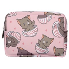 Seamless Pattern Adorable Cat Inside Cup Make Up Pouch (medium)