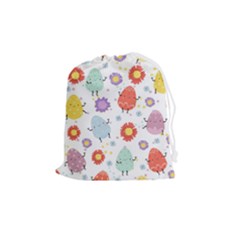 Easter Seamless Pattern With Cute Eggs Flowers Drawstring Pouch (medium) by Jancukart