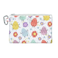 Easter Seamless Pattern With Cute Eggs Flowers Canvas Cosmetic Bag (large) by Jancukart