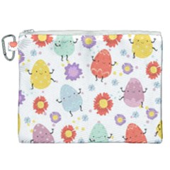 Easter Seamless Pattern With Cute Eggs Flowers Canvas Cosmetic Bag (xxl) by Jancukart