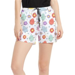 Easter Seamless Pattern With Cute Eggs Flowers Women s Runner Shorts