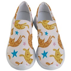 Cute Cats Seamless Pattern With Stars Funny Drawing Kittens Women s Lightweight Slip Ons by Jancukart