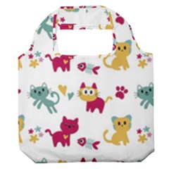 Pattern With Cute Cats Premium Foldable Grocery Recycle Bag