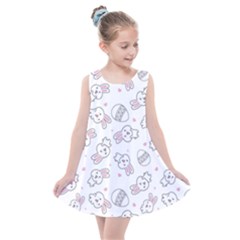 Cute Pattern With Easter Bunny Egg Kids  Summer Dress