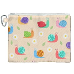 Seamless Pattern Cute Snail With Flower Leaf Canvas Cosmetic Bag (xxl)