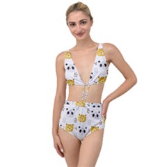 Seamless Pattern Cute Animals Tied Up Two Piece Swimsuit by Jancukart