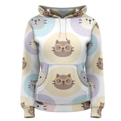 Cute Cat Seamless Pattern Background Women s Pullover Hoodie by Jancukart