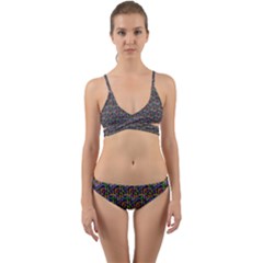 Seamless Prismatic Geometric Pattern With Background Wrap Around Bikini Set by Jancukart