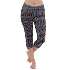 Seamless Prismatic Geometric Pattern With Background Lightweight Velour Capri Yoga Leggings