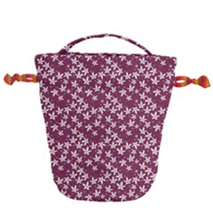 Small Flowers Pattern Drawstring Bucket Bag by Jancukart