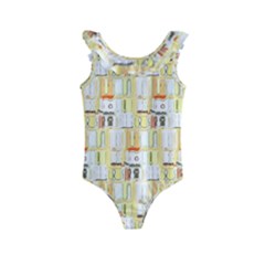 Abstract-pattern Kids  Frill Swimsuit by Jancukart