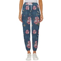 Vintage Flowers Pattern Cropped Drawstring Pants