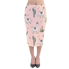 Llamas+pattern Velvet Midi Pencil Skirt by Jancukart
