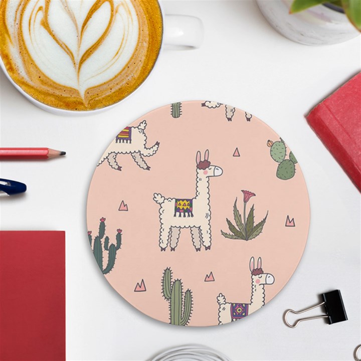 Llamas+pattern UV Print Round Tile Coaster