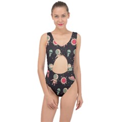 Space Pattern Cartoon Center Cut Out Swimsuit