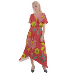 Aiflowers-pattern Cross Front Sharkbite Hem Maxi Dress by Jancukart