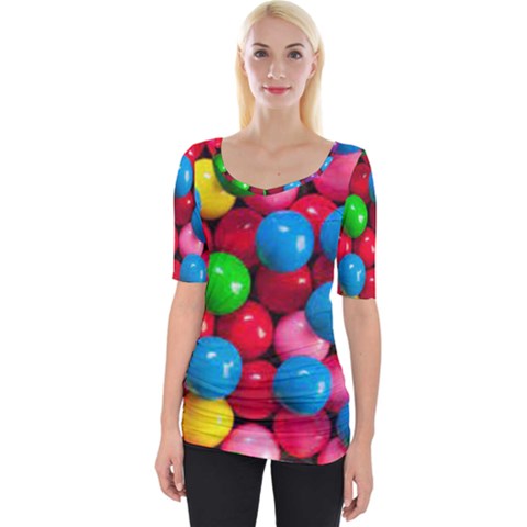 Bubble Gum Wide Neckline Tee by artworkshop