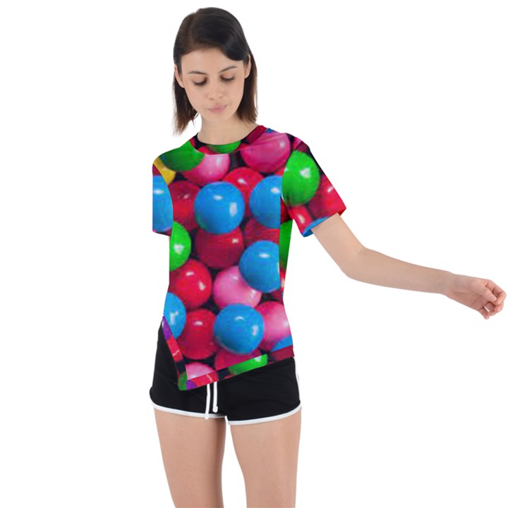 Bubble Gum Asymmetrical Short Sleeve Sports Tee