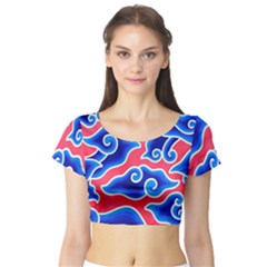 Batik Megamendung Short Sleeve Crop Top