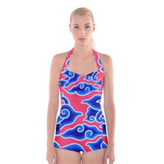 Batik Megamendung Boyleg Halter Swimsuit 