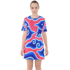 Batik Megamendung Sixties Short Sleeve Mini Dress