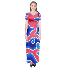 Batik Megamendung Short Sleeve Maxi Dress