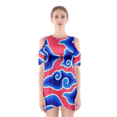 Batik Megamendung Shoulder Cutout One Piece Dress