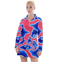 Batik Megamendung Women s Long Sleeve Casual Dress