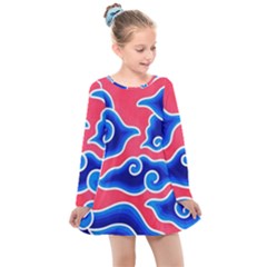 Batik Megamendung Kids  Long Sleeve Dress