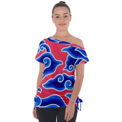 Batik Megamendung Off Shoulder Tie-up Tee