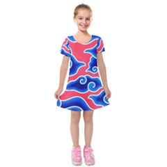 Batik Megamendung Kids  Short Sleeve Velvet Dress