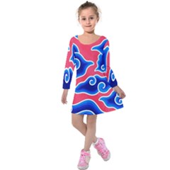 Batik Megamendung Kids  Long Sleeve Velvet Dress