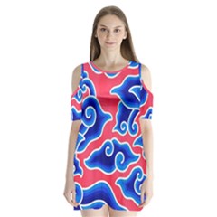 Batik Megamendung Shoulder Cutout Velvet One Piece by artworkshop