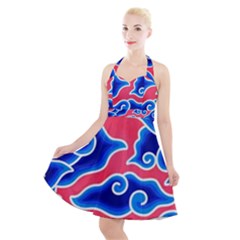 Batik Megamendung Halter Party Swing Dress 