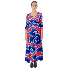 Batik Megamendung Button Up Boho Maxi Dress