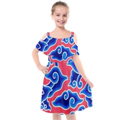 Batik Megamendung Kids  Cut Out Shoulders Chiffon Dress