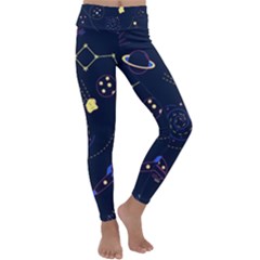 Cartoon-space-seamless-pattern-vectors Kids  Lightweight Velour Classic Yoga Leggings by Jancukart