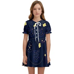 Cartoon-space-seamless-pattern-vectors Kids  Sweet Collar Dress by Jancukart