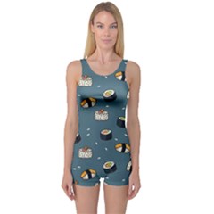 Sushi Pattern One Piece Boyleg Swimsuit by Jancukart